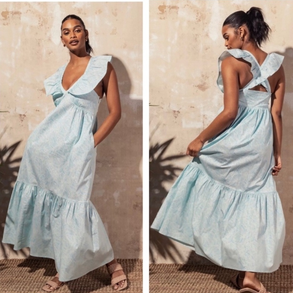 Mott50 Serena Ruffle Maxi Dress size XS Floral Long Sundress